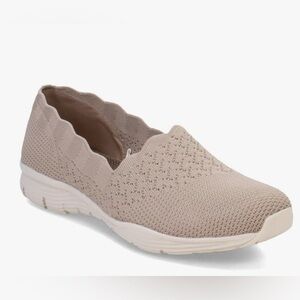Skechers Women's Seager Taupe Knit Slip-On Flats